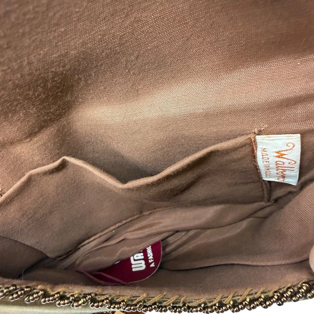 Walborg Vintage‎ Bronze Sequin Beaded Evening Bag Shoulder Purse Made in Macau